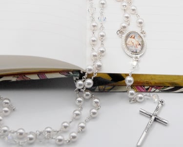 personalised first holy communion rosary beads Northern Ireland