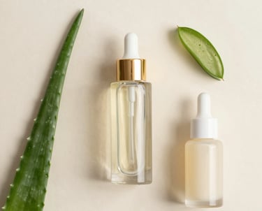 A softly lit close-up of a delicate glass jar filled with creamy moisturizer, resting on a bed of fresh green leaves.