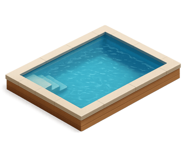 a pool with a bench and a chair