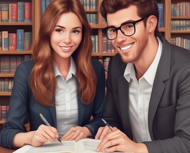 A friendly teacher engaging with students in a bright classroom.