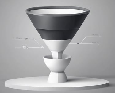 A sleek digital funnel diagram showing stages of customer filtering and conversion.