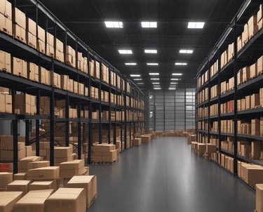 A vibrant marketplace scene showing diverse products being packed and shipped.