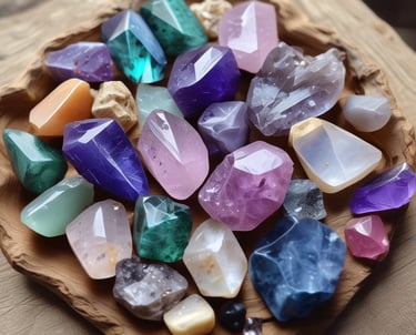 An enchanting scene of a ritual with crystals and candles.