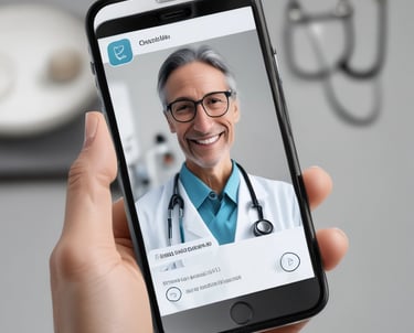 A doctor and patient engaged in a secure video consultation on a laptop.