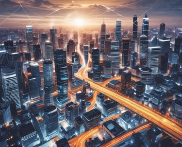 A futuristic digital brain representing AI technology and innovation.