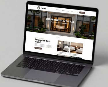 Sleek dashboard showcasing a modern hospitality website layout on desktop and mobile.