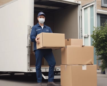 A sleek cargo airplane landing at an airport runway during sunset.