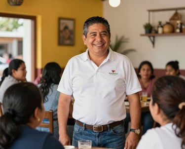 Creative team brainstorming ideas with colorful promotional product samples on the table.