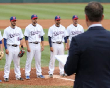 A view of a baseball field from behind home plate