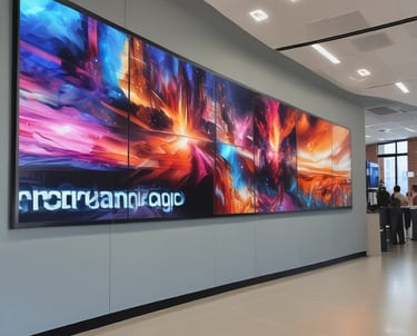 A vibrant outdoor LED video wall installed on a commercial building facade in Bangalore.