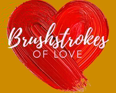 Book cover for Brushstrokes of Love by D Lovell featuring a red painted heart and dripping blood.