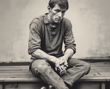 Person smiling and holding a small bottle of treatment drops in a cozy home setting.