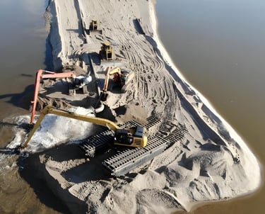 levee construction and shoreline stabilization infrastructure project Southeast US