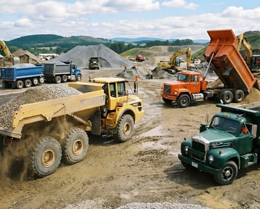 aggregate hauling and placement contractor delivering sand limestone and fill material to job sites 
