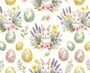 Easter Theme | Watercolor Easter Bunny & Spring Floral
