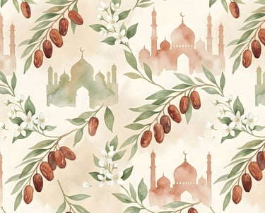 Ramadan Theme | Artistic Watercolor Ramadan Floral & Mosque