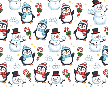 Christmas Theme | Cute Christmas Penguin and Snowman