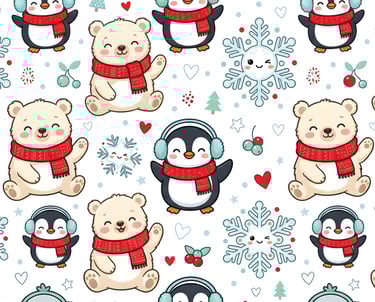 Christmas Theme | Kawaii Winter Animals & Penguins