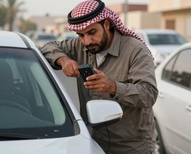 A professional technician installing a vehicle tracking device with a calm and confident expression.