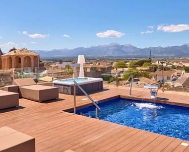 Rooftop Swimming Pool with Sun Loungers at Can Ribera by Zafiro