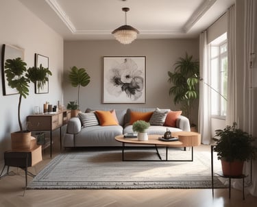 Cozy and welcoming modern apartment interior with tasteful decor.