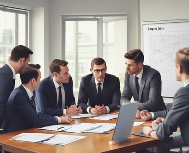 A professional translator working at a desk with multiple language dictionaries and a laptop, surrounded by business documents.
