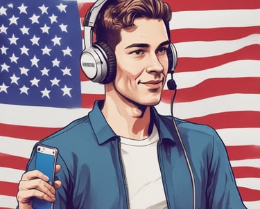 Photo of a dedicated teacher guiding a student through English learning with books and audio materials.