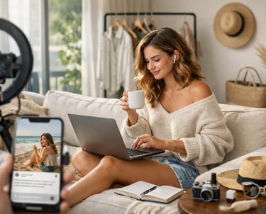 AI-powered social media content workflow helping influencers maintain consistent creative flow