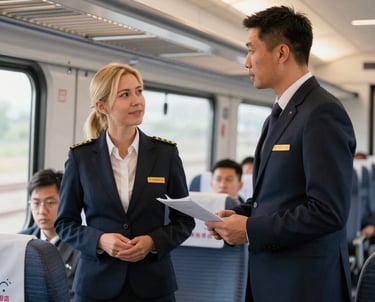 A trainer demonstrating hygiene protocols to train steward