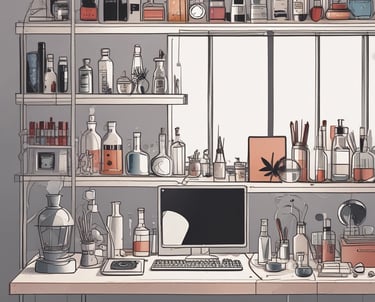 A cozy workspace with colorful word puzzles and a laptop open to a puzzle creation page.