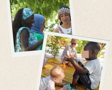 Photos représentant des moments de joie passés aux villages à Kachiouane entouré de cultures différentes