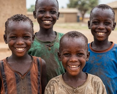 A joyful child holding a colorful dental hygiene kit with a bright smile.