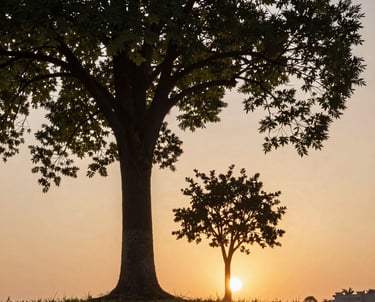 A misty forest landscape in deep blues and grays, evoking thoughtful analysis.