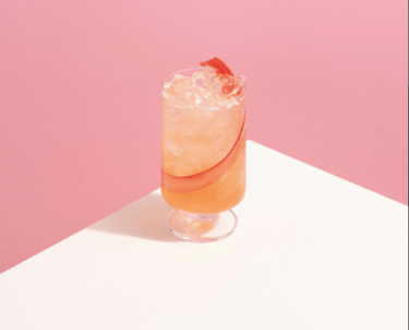 Refreshing rhubarb mocktail long glass citrus lemonade