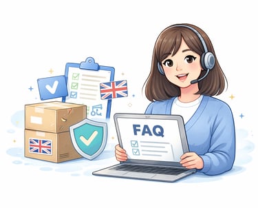 Kakobuy FAQ illustration answering common questions for UK buyers