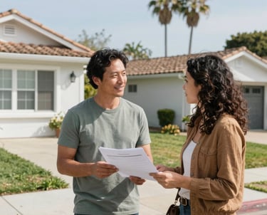 cash home buyer explaining home selling process to Riverside homeowner