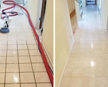 a tile floor with a vacuum and a vacuum