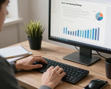 A professional consultant discussing tax reform strategies with a client in a modern office.