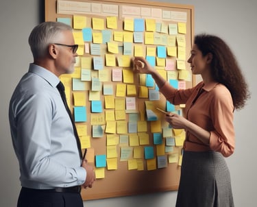 A team brainstorming ideas in a collaborative workspace.