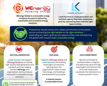 WEnergy Global and Leads Konnect renewable energy partnership announcement