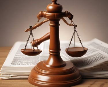 A professional lawyer reviewing legal documents in a cozy office.