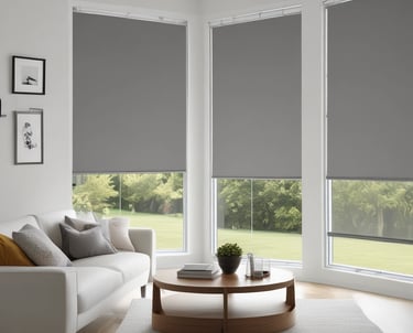 A variety of stylish blinds displayed in a modern setting.