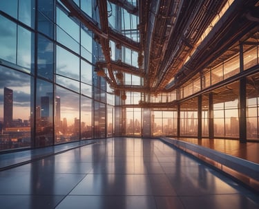 A sunrise breaking over a city skyline, symbolizing hope and new beginnings.