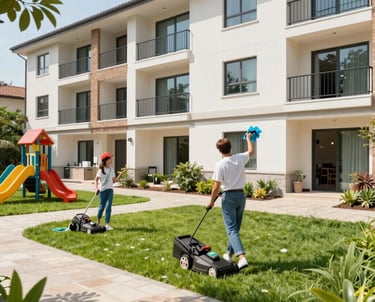 A tidy and sparkling clean private home interior with sunlight streaming through the windows.