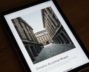 A digital tablet showing an e-book cover with a modern, academic design on its screen.
