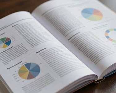 A close-up of a published academic journal open to a page with complex educational charts and professional formatting.