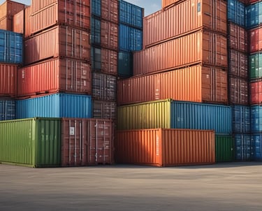 A tall High Cube container towering over standard containers in a busy port.