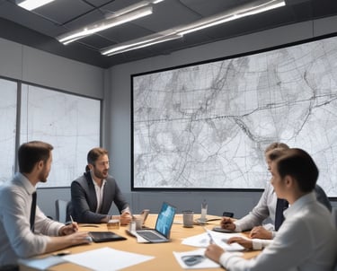 Dynamic young Caucasian businesswoman coordinating with partners on a digital tablet.