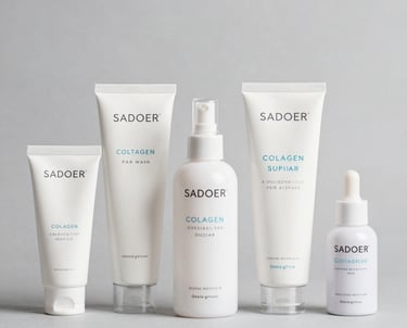 A vibrant display of skincare and beauty products arranged on a wooden table.