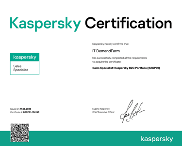 Kaspersky Sales Specialist Certificate IT DemandFarm
